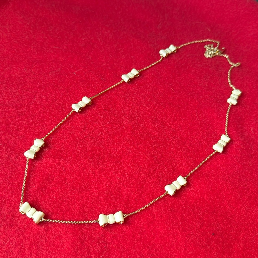 Kate Spade Take A Bow Long Scatter Necklace Cream 32"